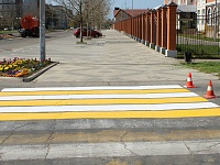 В рамках ведомственной программы "Безопасный город" в Приморско-Ахтарске ведётся разметка дорог.